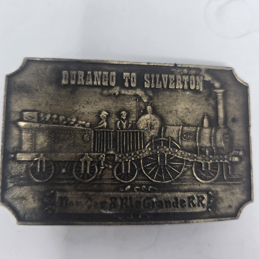 Vintage Durango to Silverton Denver & Rio Grande Railroad Brass Belt Buckle 1-36 - Picture 1 of 5
